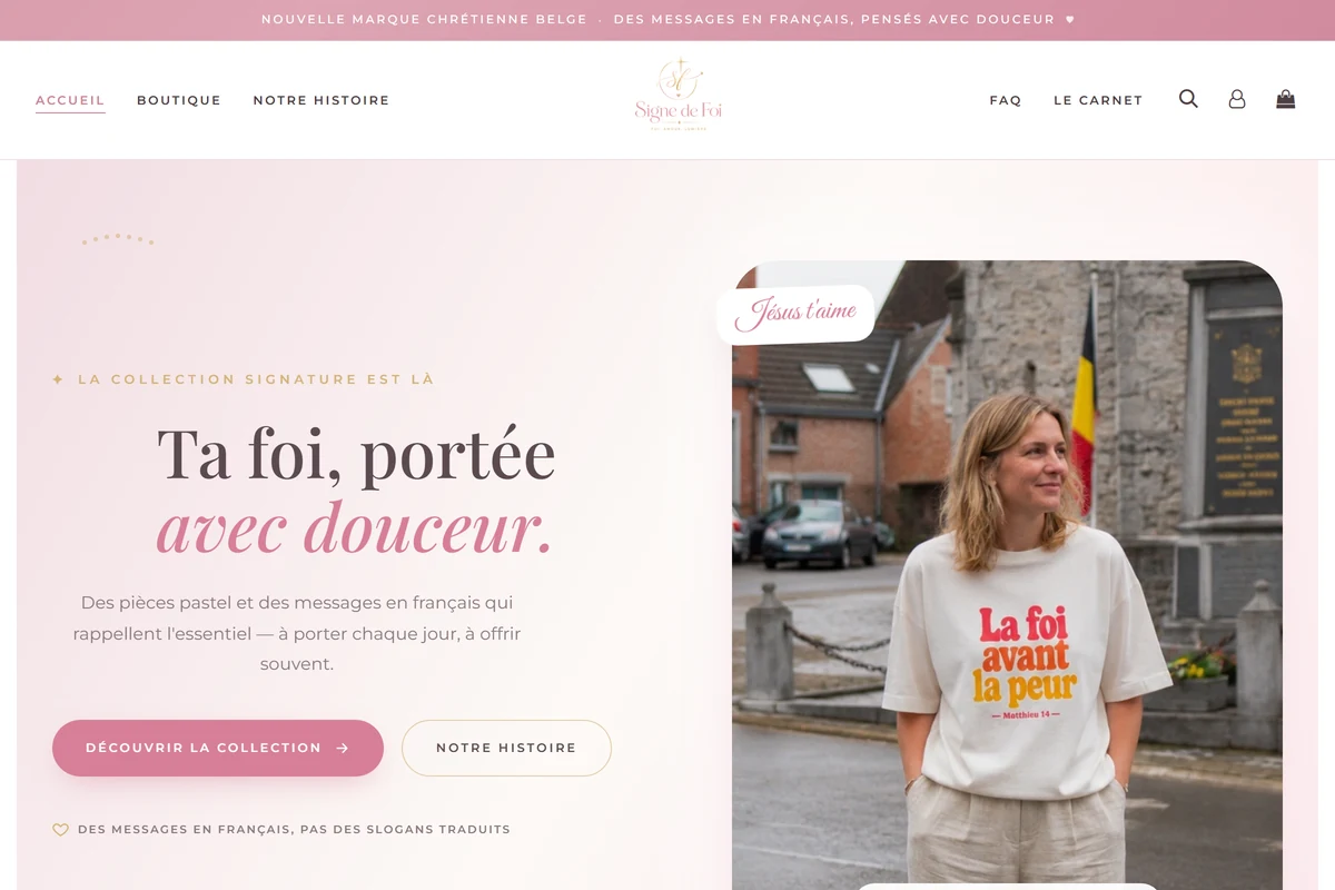 Boutique en ligne Signe de Foi, vêtements chrétiens