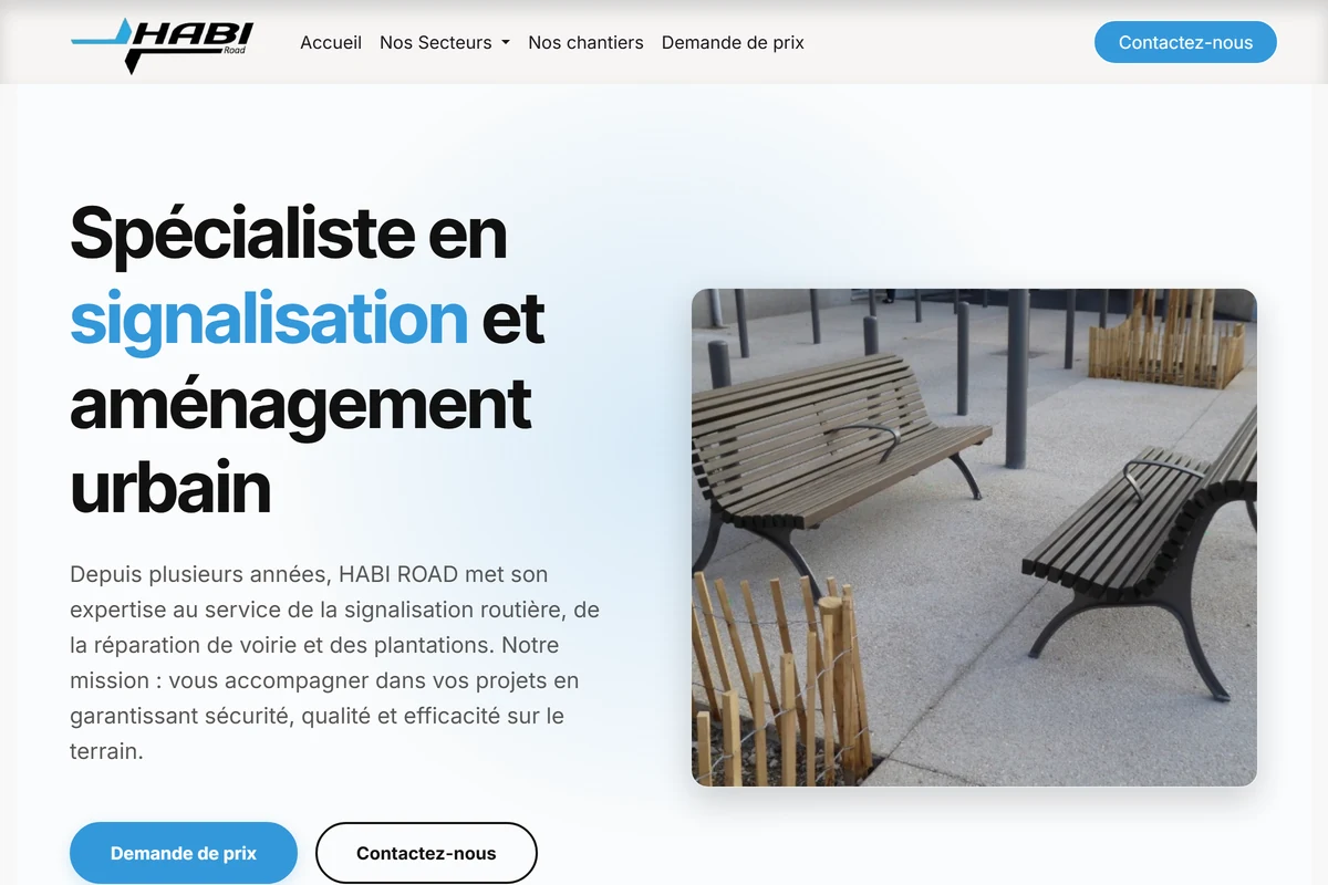 Site web de HabiRoad, signalisation et aménagement urbain